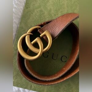 Authentic Gucci GG Brow Leather Belt